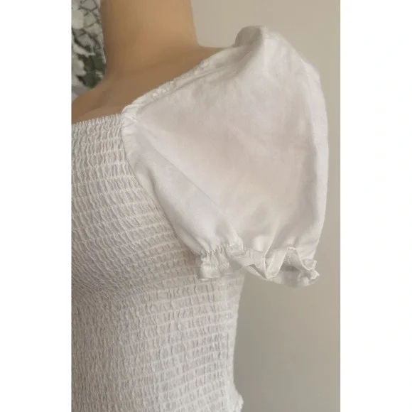 NEW Love Tree White puff sleeve crop top Size M - Picture 4 of 9